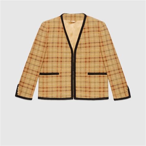 Gucci Giacca elegante in lino e cotone a quadri